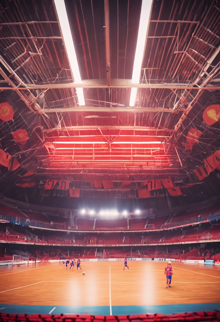 criar uma partida de futsal, ultra realista, barcelona vs River plate, qualidade 4k