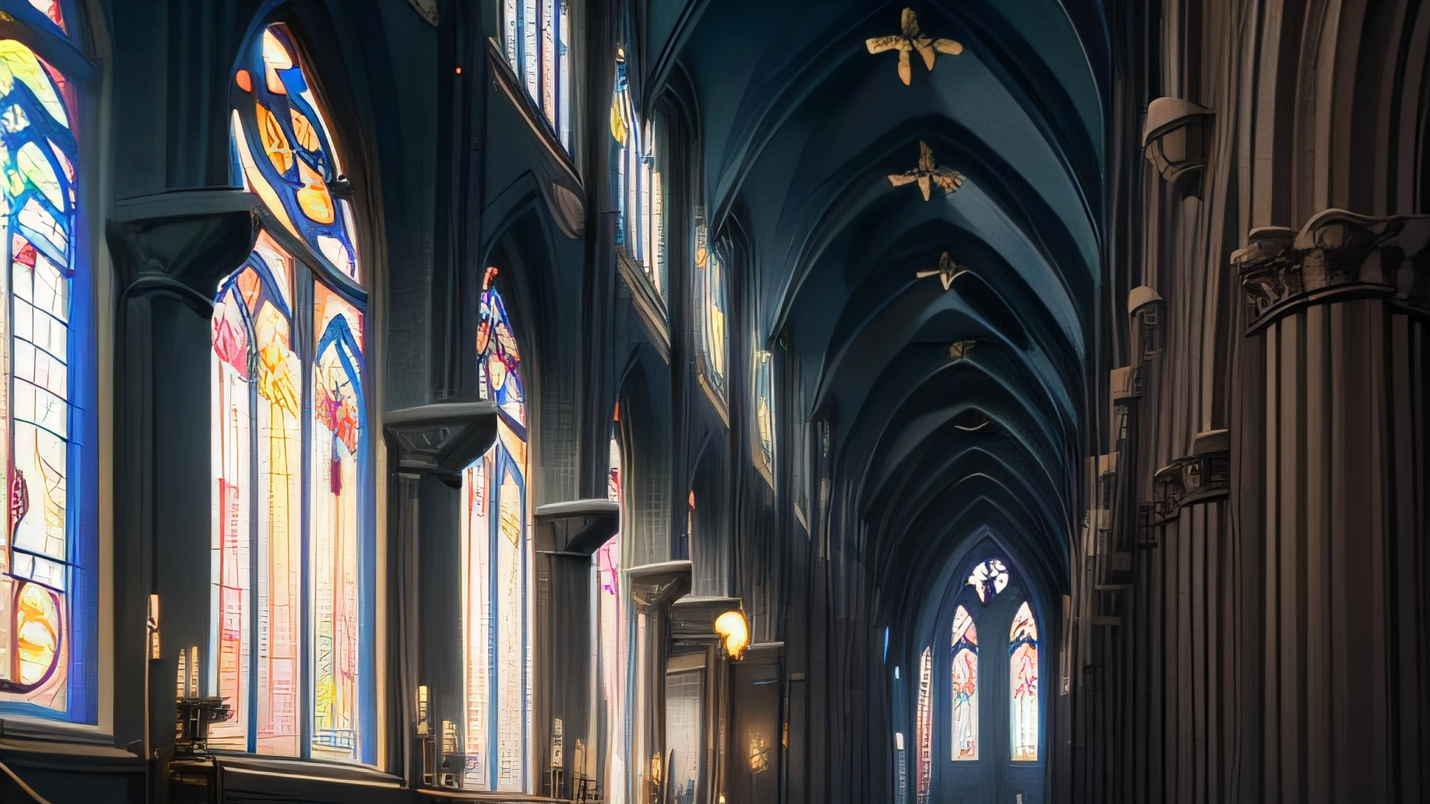 cathedral, black, dark, sideview, assymetry