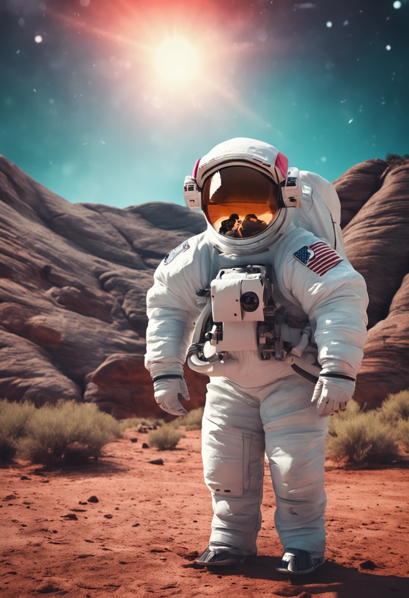 Create an image of an astronaut with Koala's head without a helmet