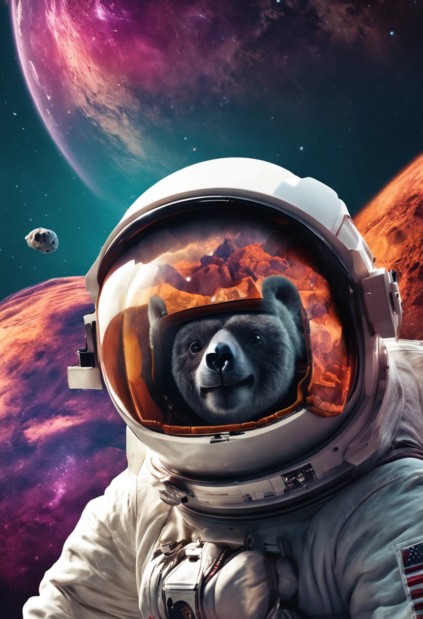 Create an image of an astronaut with Koala's head without a helmet