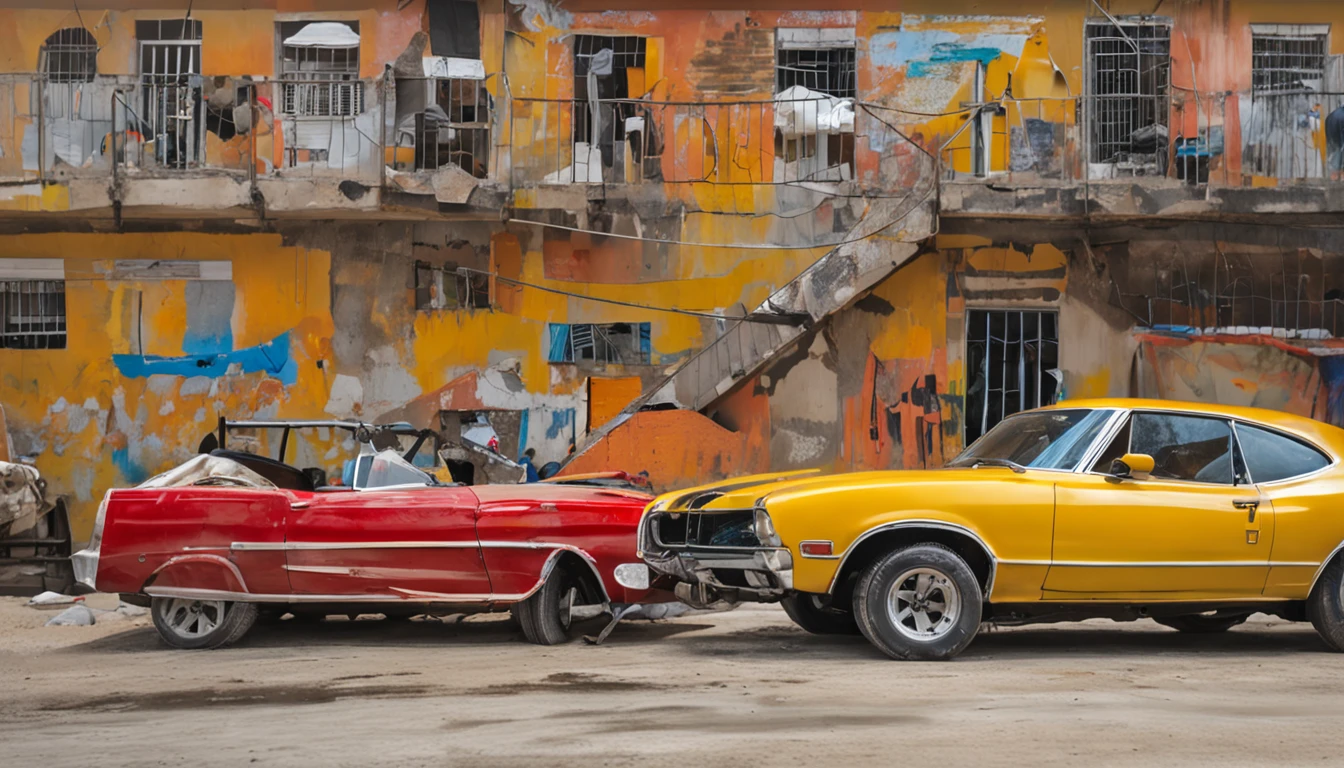 Photo of a group of two beautiful Brazilian girls in bikinis in a favela in Brazil, corpo inteiro, rostos maquiados, olhos castanhos, Pequenas tatuagens, traffic in background, cabelo preto liso, Nearby yacht. Camera: Sony A7 III, Lente: Sony FE 70-200mm F/Perguntas Frequentes sobre 4G, Abertura: F/11, velocidade do obturador: 1/Anos 400, .ISO: 400, Modo de Foco: Continued, image stabilization: em, White balance: carro, Mode of measurement: Multissegmento, Exposure compensation: 0, lampejo: desligado, angle: full body angle, compositing: rule of thirds, Background Story: Borrada, proFundidade de campo: raso, tripod: DDIM, Formato de arquivo: .RAW.