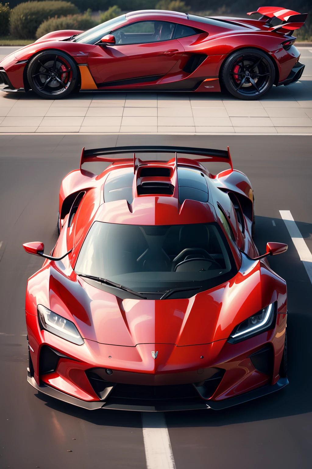 Super cool sports car,Electric sports car,Stylish red,ultraclear