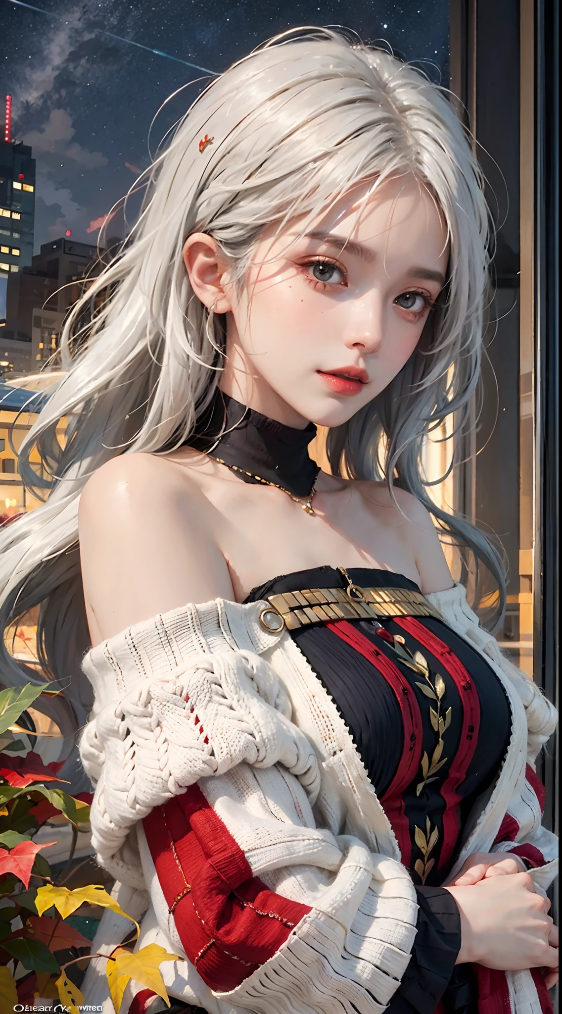 1girl,masterpiece,highest quality,futao (genshin impact),butao,ponytail,brunette,solo,symbol pupil,long hair, finger heart, bangs, black shorts,(highly detailed CG unity 8k wallpaper), (masterpiece), (top quality), (super detailed), (best illustration), (best shadow), (realistic:1.4), 1girl on street, Kpop idol, ((very oversized sweater, button sweater, open sweater), (gray hair:1.1), collarbone, (middle breast: 1.3), viewer, smile, whole body, (latex clothes, Latex tights, soft smile, smooth texture of clothes),
