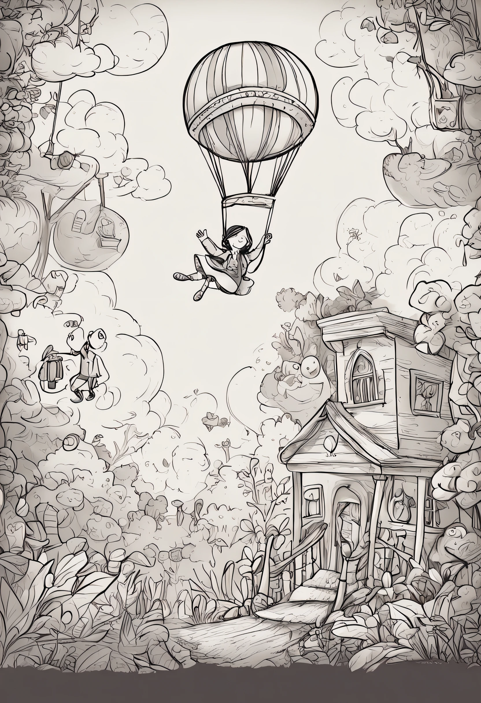 Lila found a swing that flew in the clouds, Peter discovered a magician's hat that made him disappear and appears, Sofia ganhou asas de borboleta e Leo ganhou um pincel que dava vida a tudo desenho realista