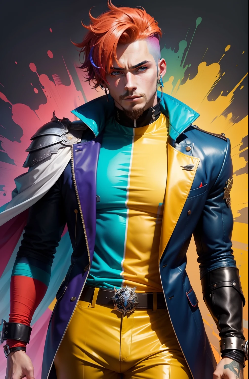 Colorful，colorful，Brilliant and colorful color scheme，of a male brave