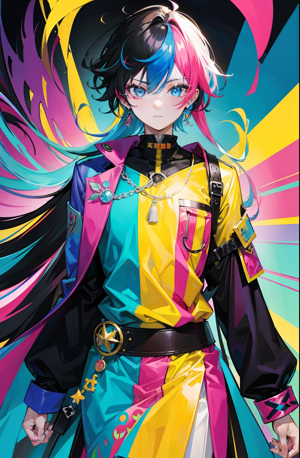 Colorful，Colorful，Brilliant and colorful color scheme，A male brave man