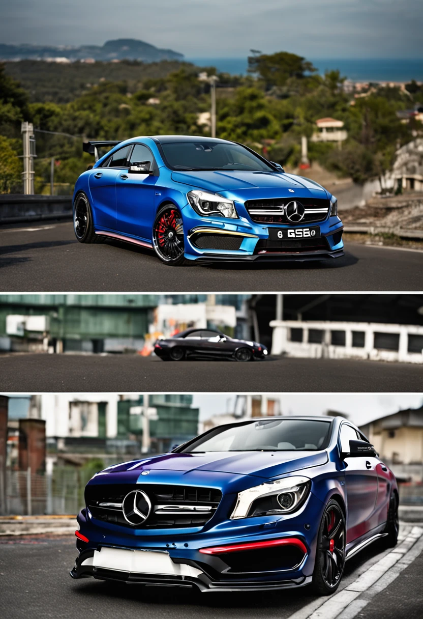 cla 45 amg com capo de fibra de carbono e body kit