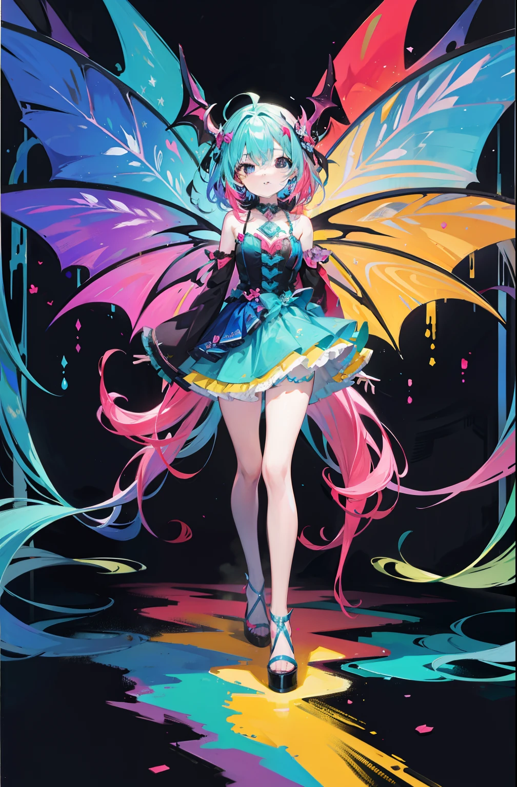 Colorful,Colorful,Colorful but color-based color scheme,Cute and cute little devil fairy