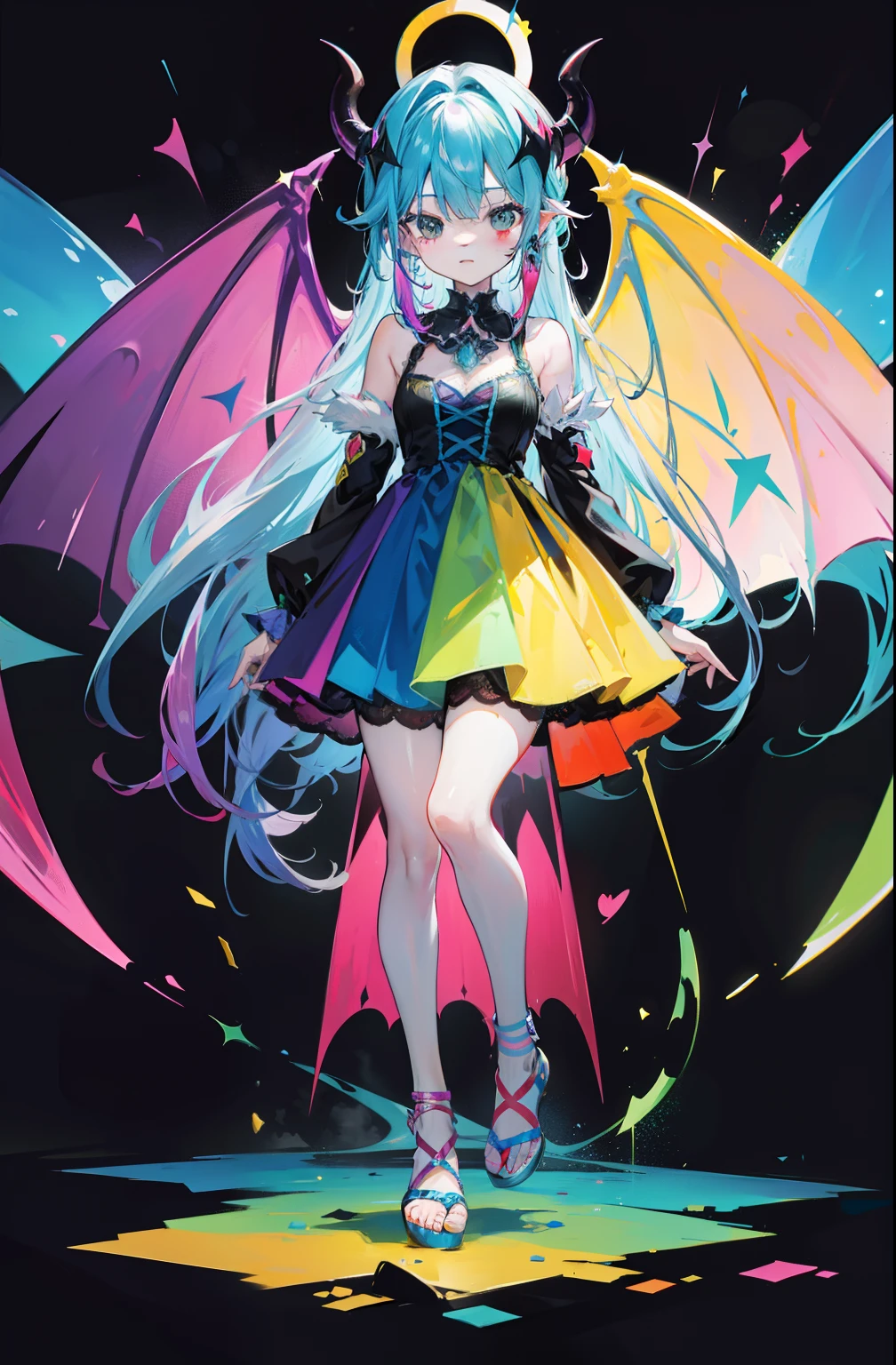 Colorful，Colorful，Colorful but color-based color scheme，Cute and cute little devil fairy