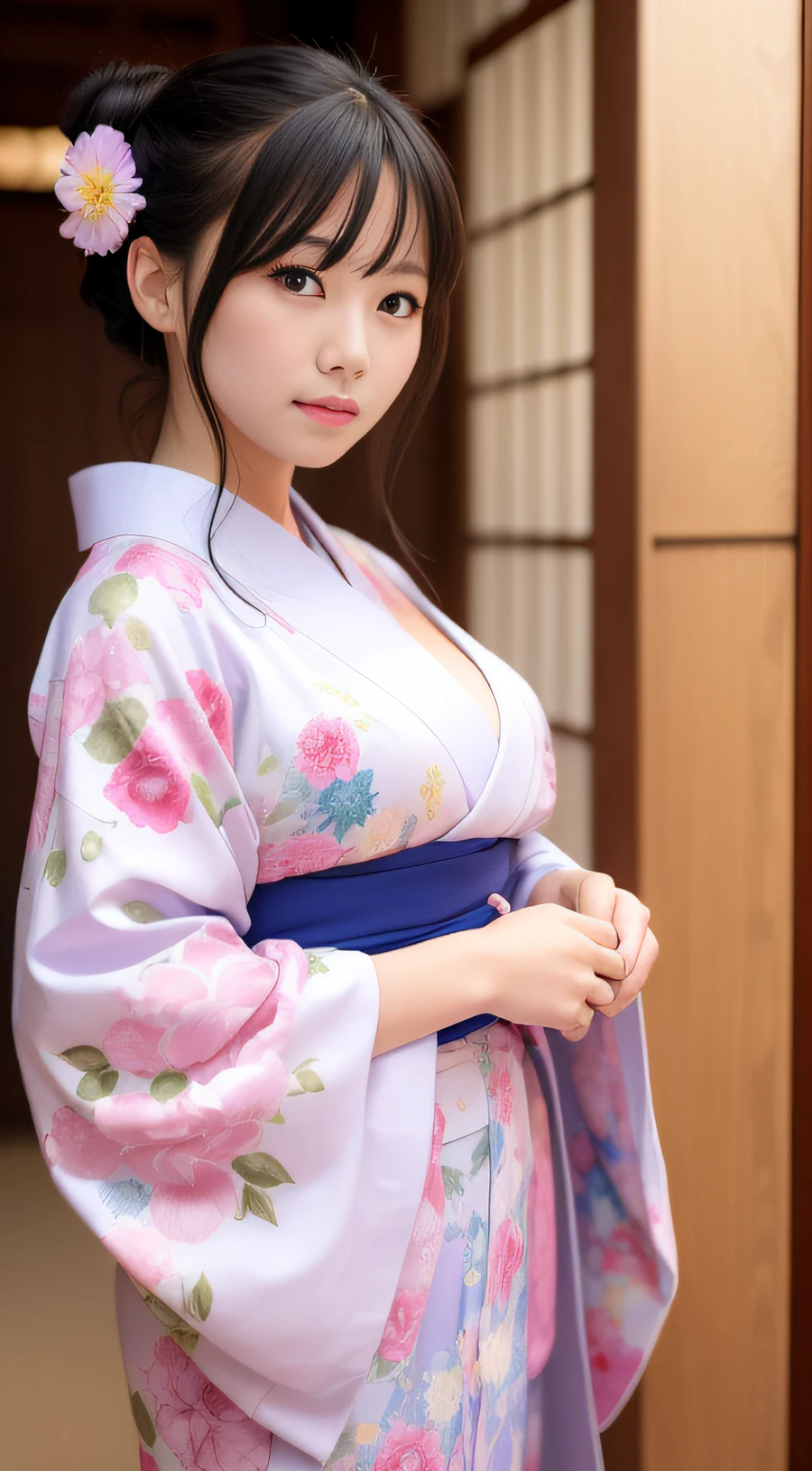 hightquality、​masterpiece、ultra res、a beauty girl、Beautiful girl face、cute girl face、kimono、wearing kimonos、full bodyesbian、Famous actresses of Japan、very beautiful face、A sexy