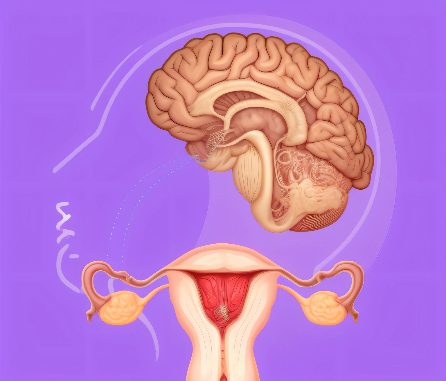 Illustration of a female utensil with a brain and a female utensil, anatomia feminina, anatomia feminina, femme fetal, medical illustration, lobotomia de uma mulher bonita, illustration!, neuroscience, detailed 2d illustration, cerebellar peduncle, hyperdetailed illustration, illustration detailed, saco gestacional de membrana, Kingdom of the Ovarian Machine, digital illustation, Awakening of the cervix