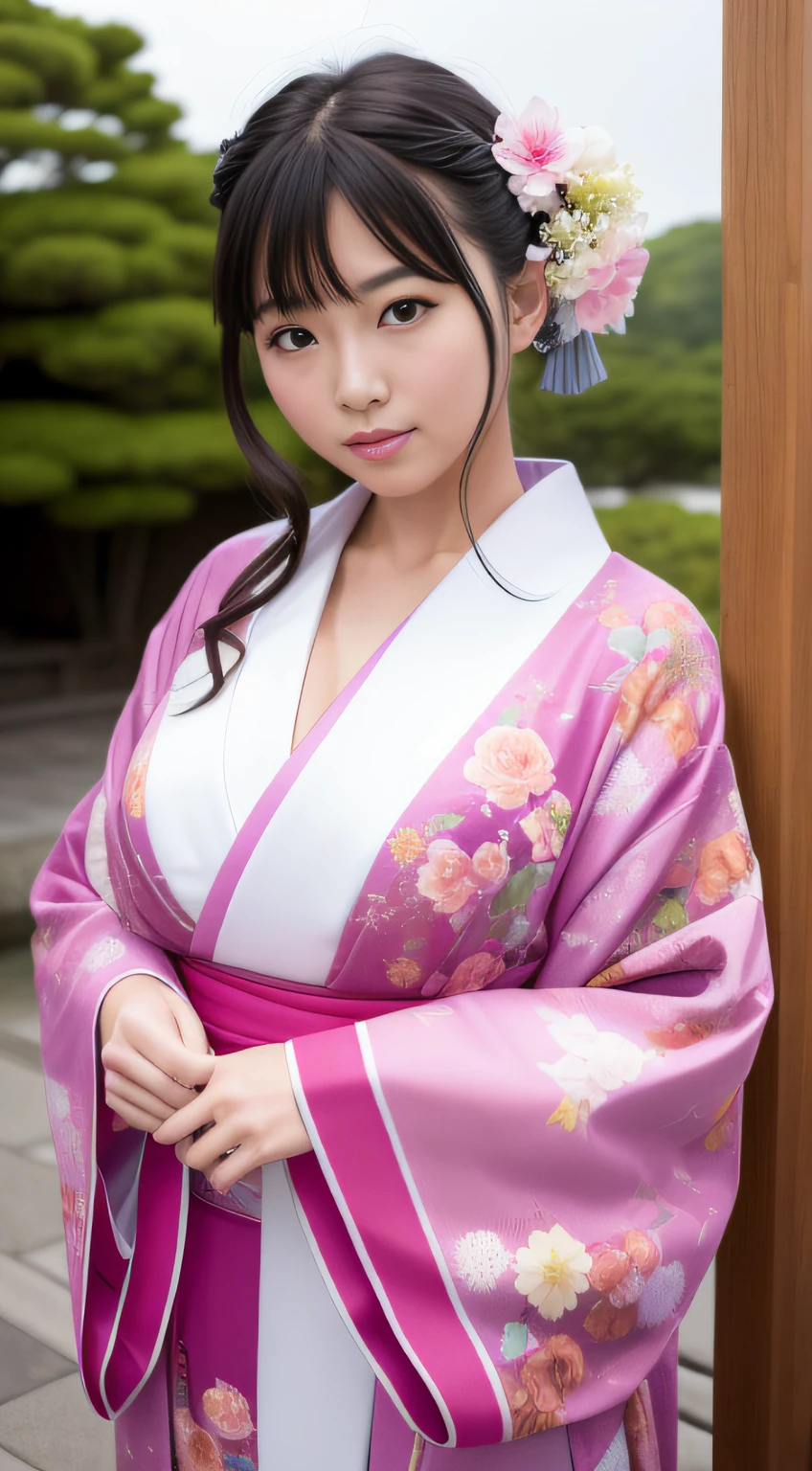 hightquality、​masterpiece、ultra res、a beauty girl、Beautiful girl face、cute girl face、kimono、wearing kimonos、full bodyesbian、Famous actresses of Japan、very beautiful face、A sexy