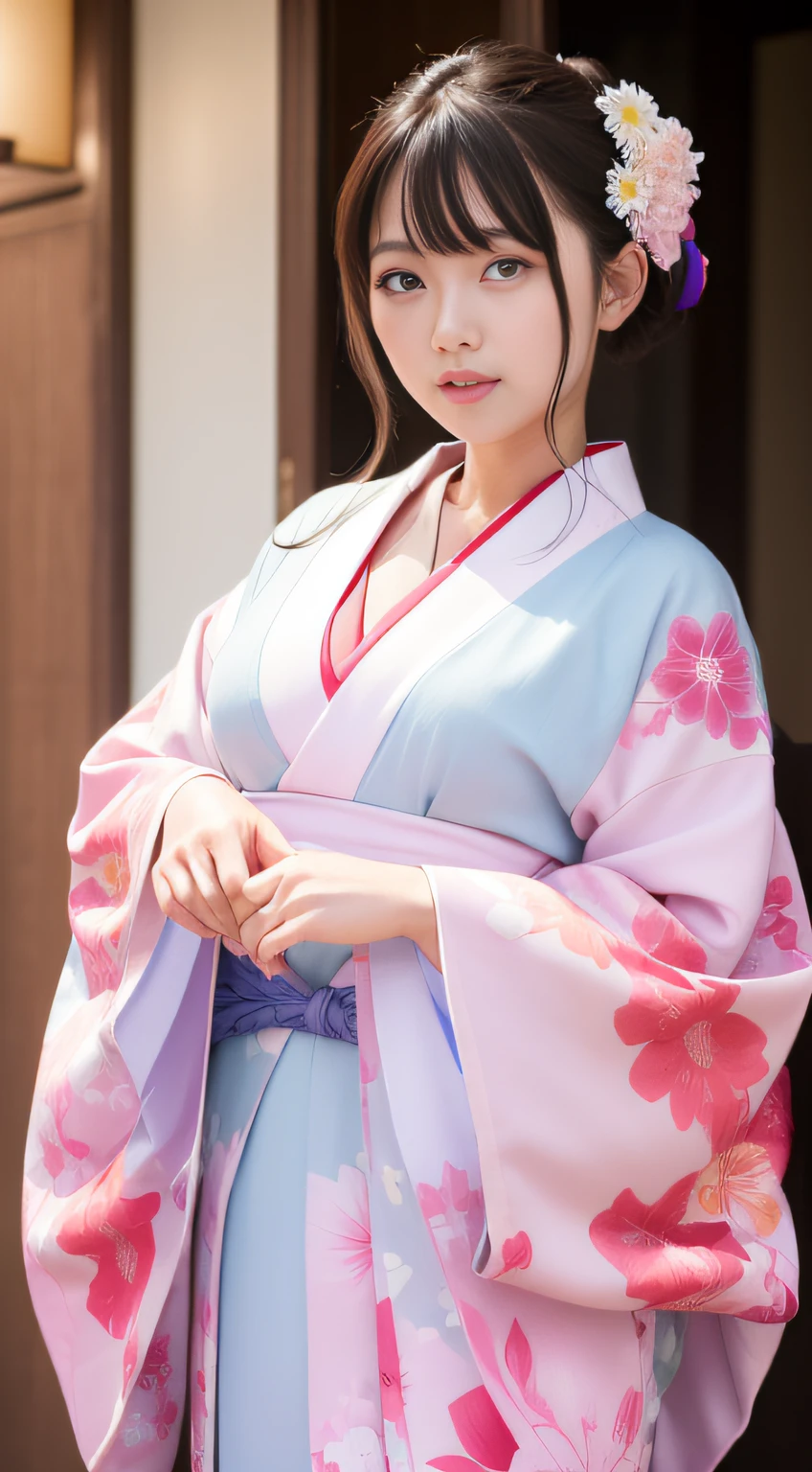 hightquality、masterpiece、ultra res、a beauty girl、Beautiful girl face、cute girl face、kimono、wearing kimonos、full bodyesbian、Famous actresses of Japan、very beautiful face、A sexy