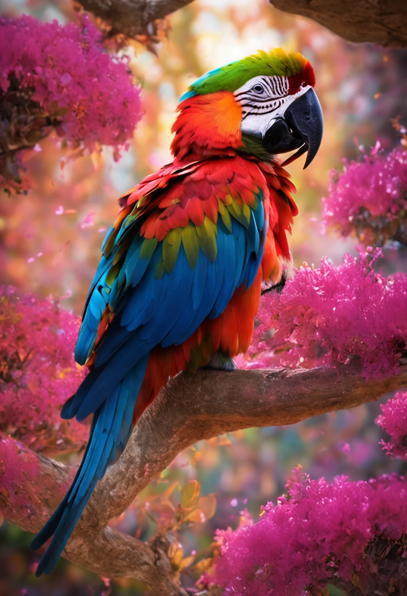 arara cantando hip hop microne, crown on the head of the macaw