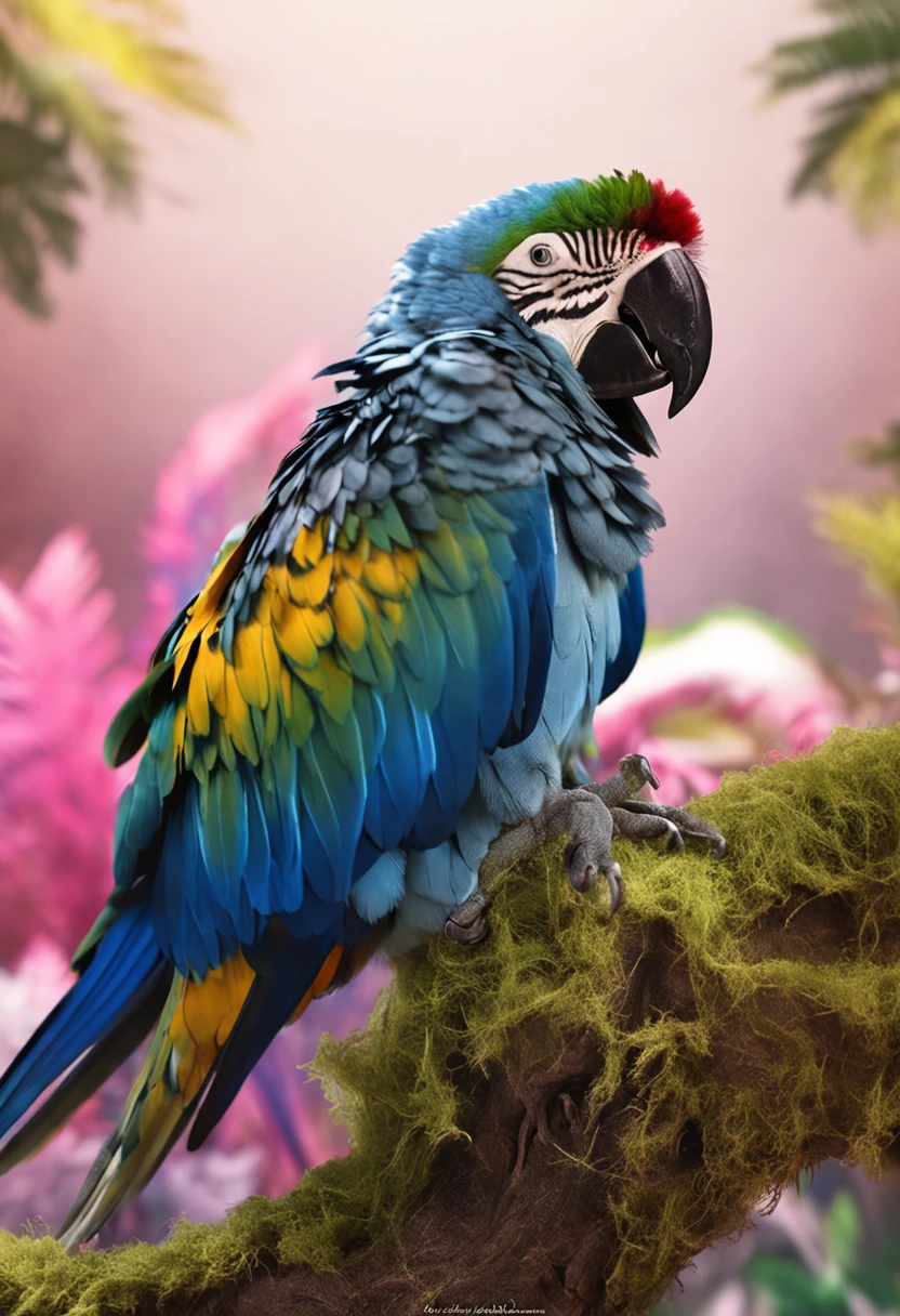 arara cantando hip hop microne, crown on the head of the macaw