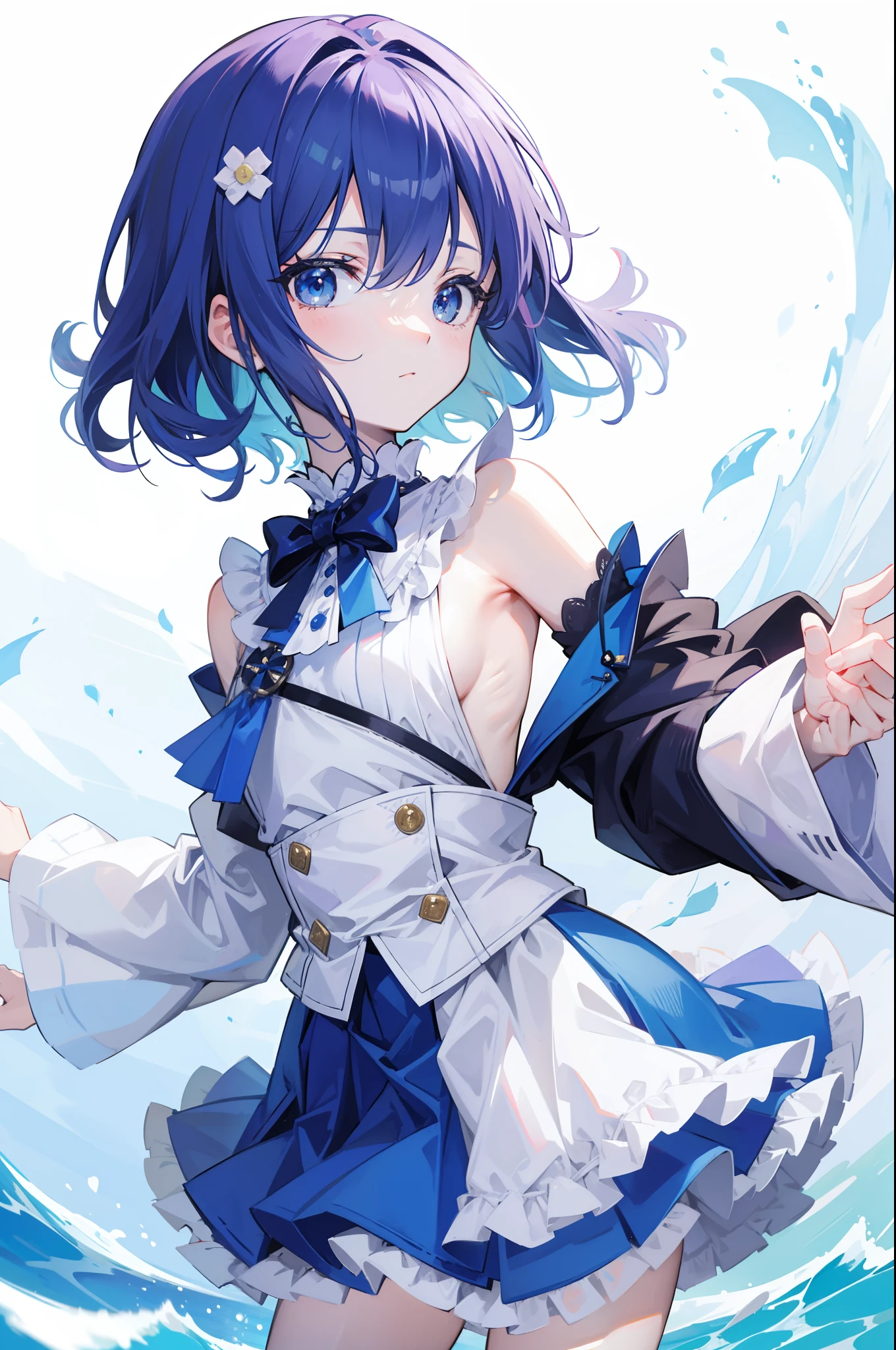 Haru-chan, um garoto, cabelo branco, pontas pretas,