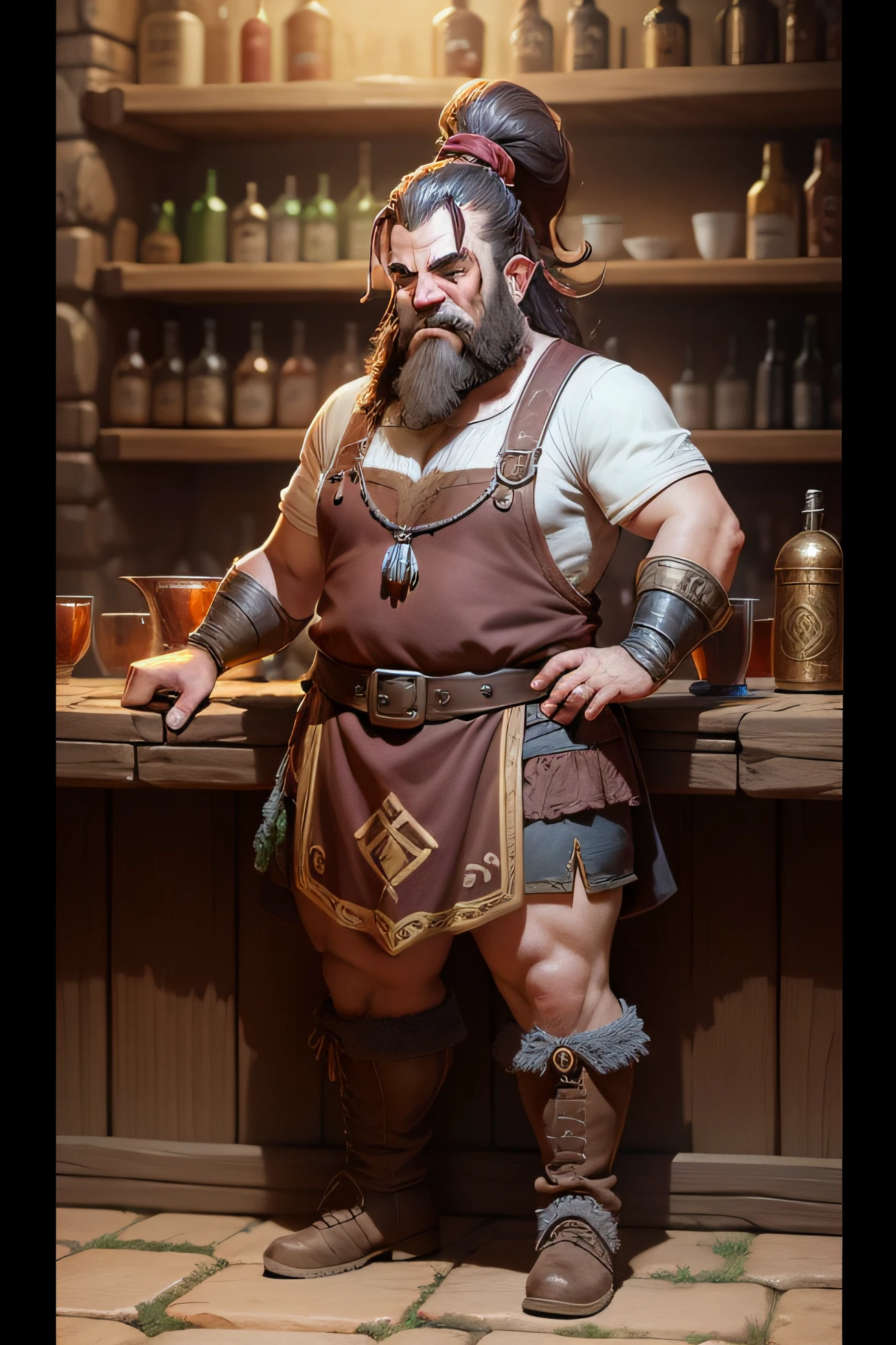 Usando a arte de Dungeon and dragons, Make a Dwarf Tavern Keeper, segurando um caneco de cerveja