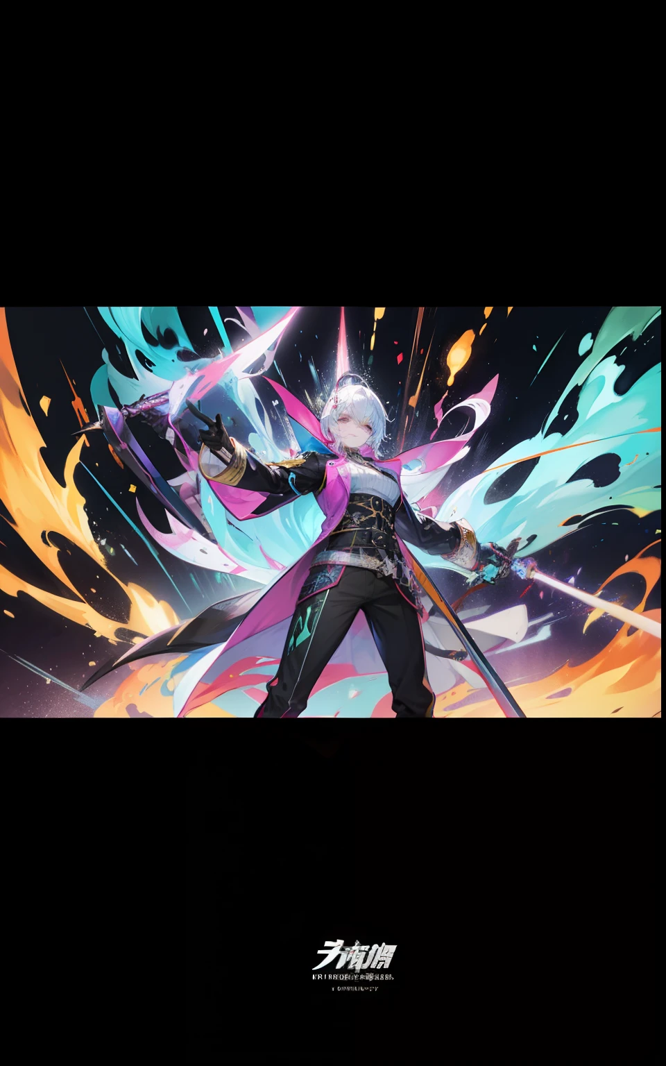 A woman in a black outfit holding a sword and a sword - SeaArt AI