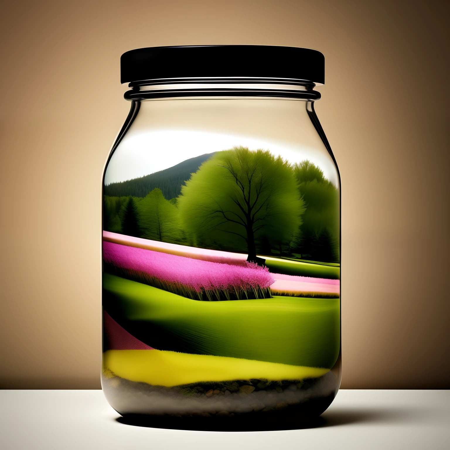 Realistic photo of spring in a bottle