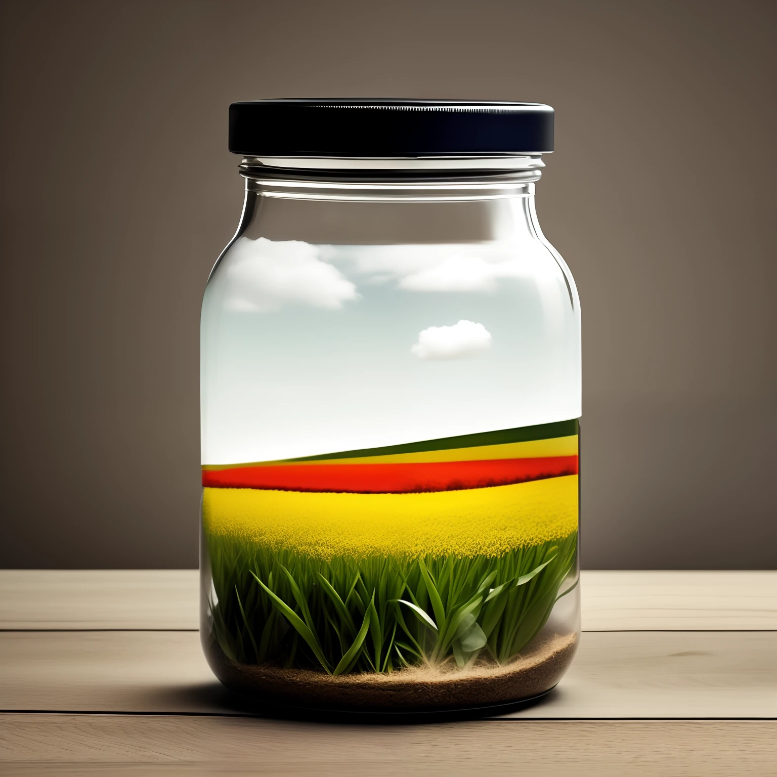 Realistic photo of spring in a bottle