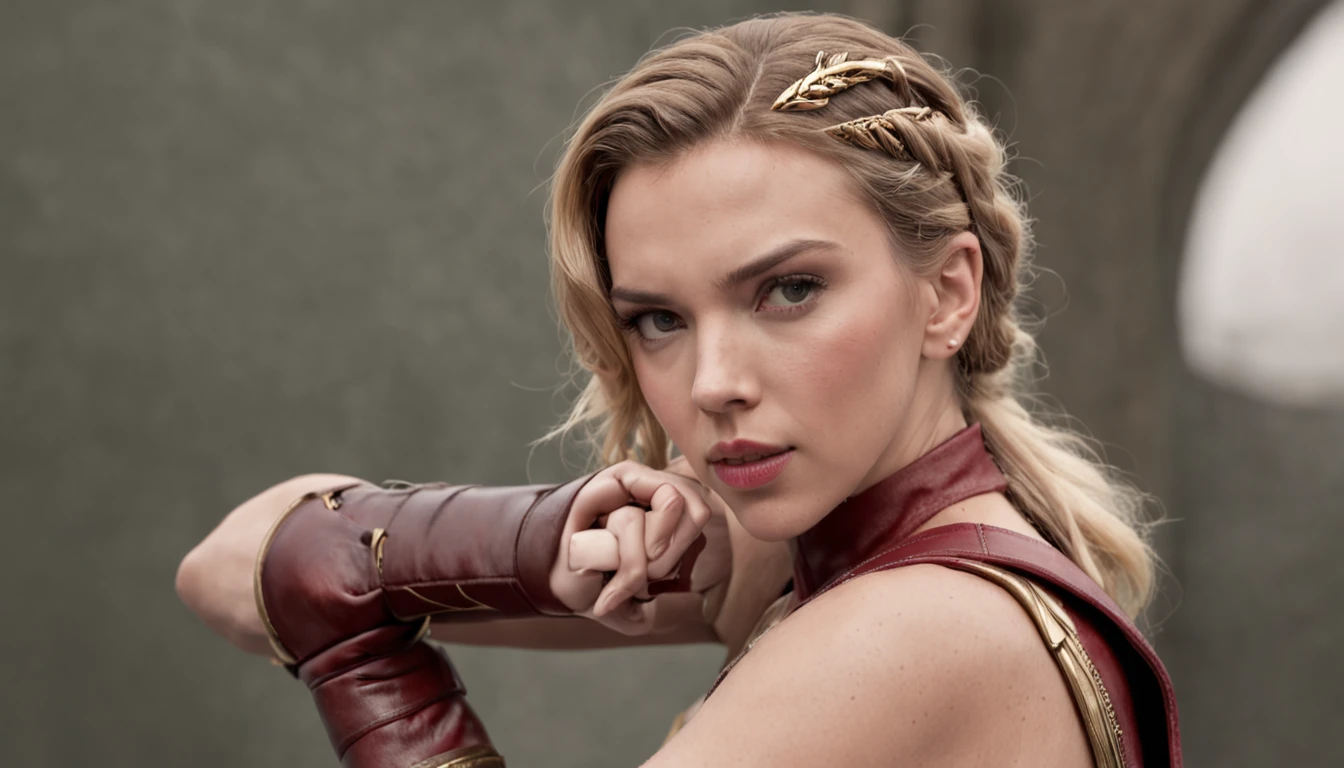 Scarlett Johansson as wonder woman, classic fighting pose