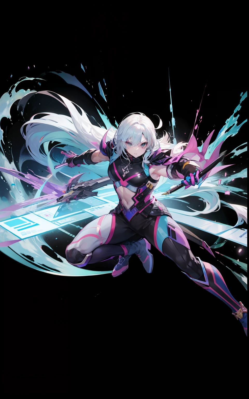 Colorful male powerhouse with pen as weapon
