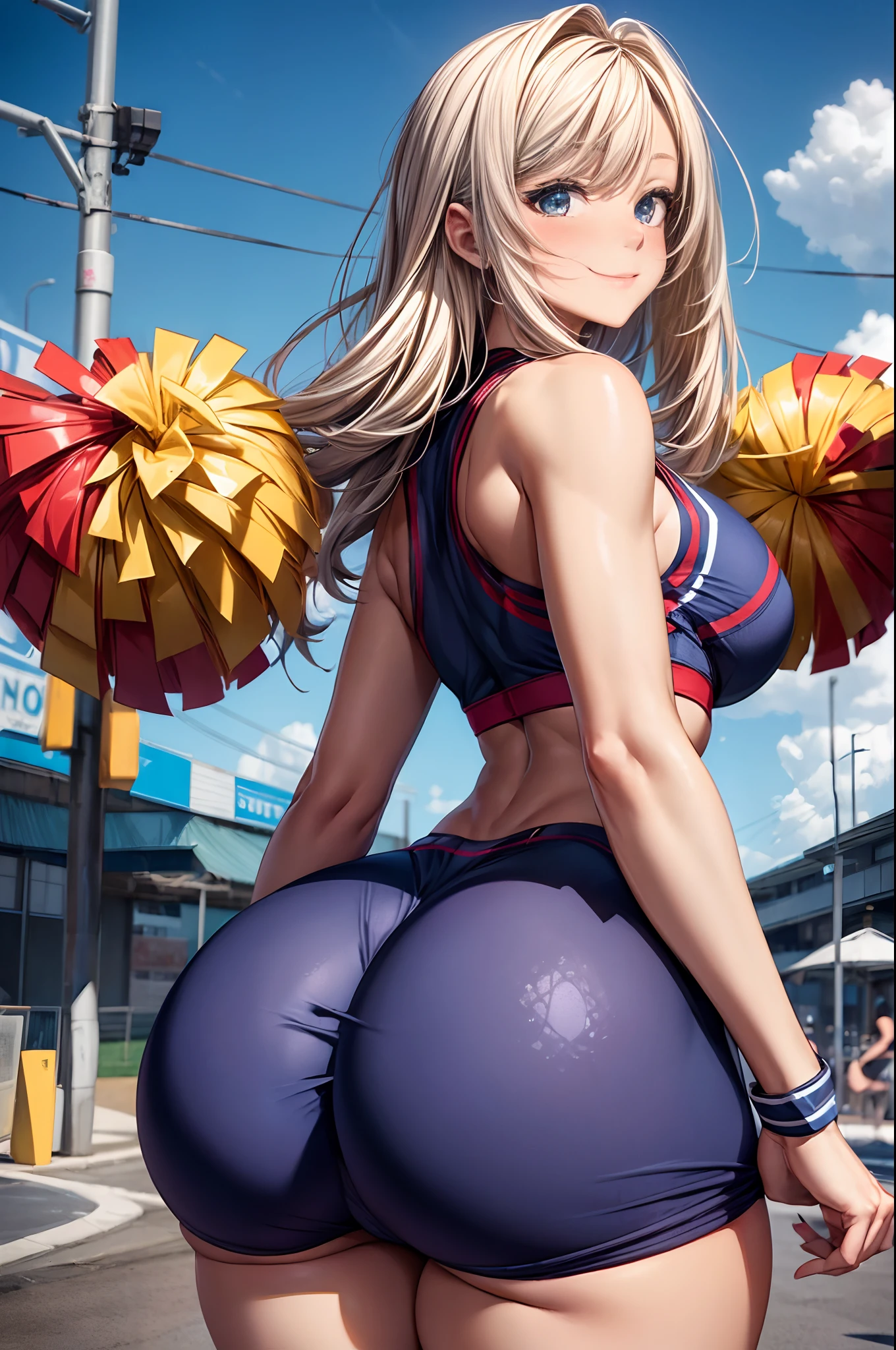 (((HUGE ASS))) Beautiful cheerleader, skinny, slim thick, small waist, smiling, 8k