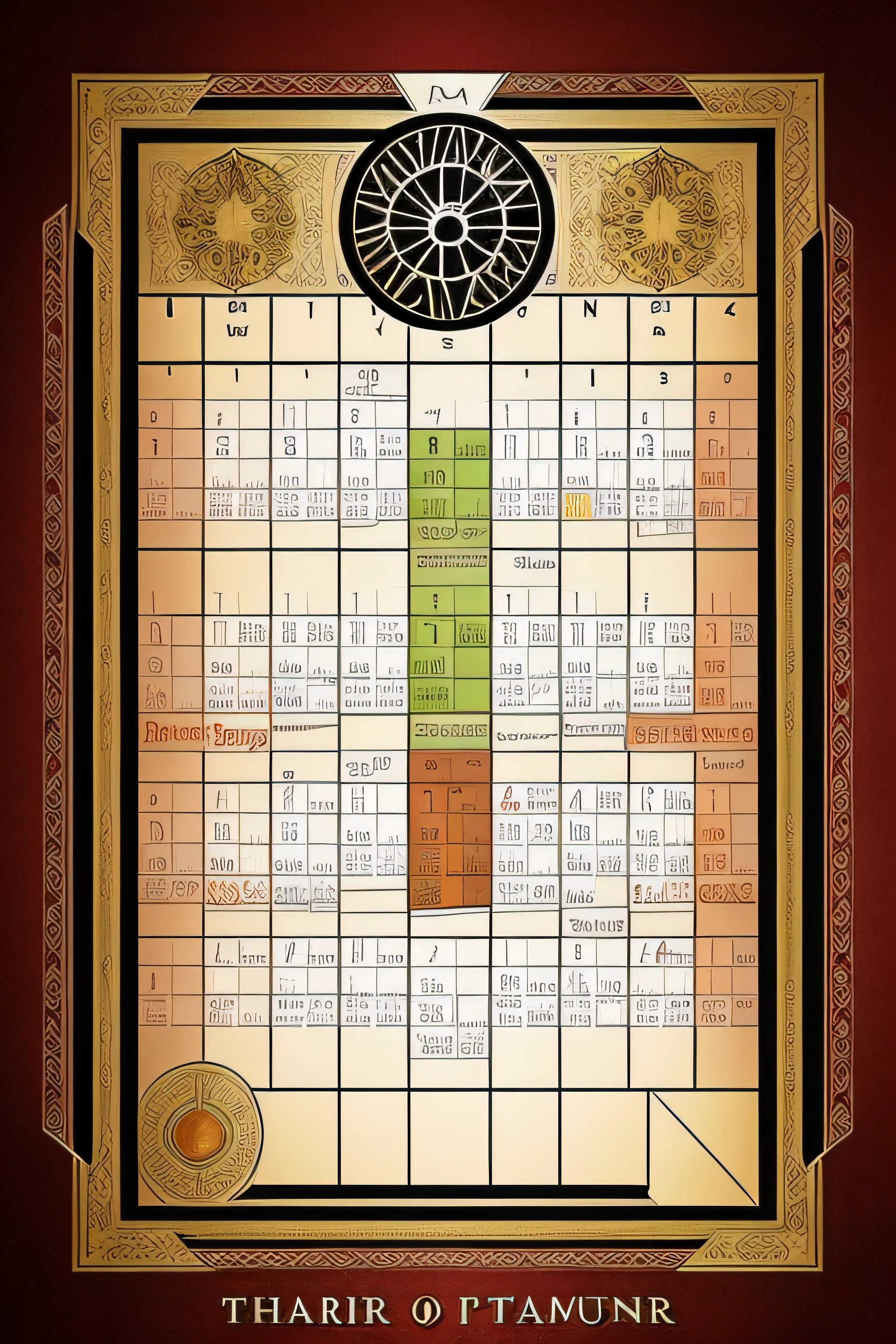 Make a calendar that resembles a month marking clock, Splitting the seasons, Based on the Dungeons and Dragons Harptus Calendar