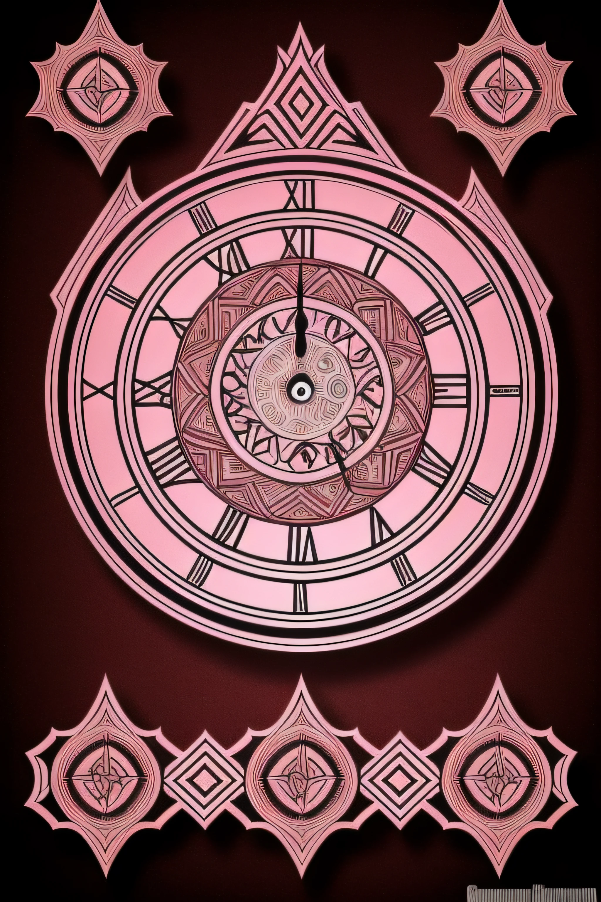 Draw a dwarf clock hand, sendo com linhas retas e duras, and in place of the numbers are written runes