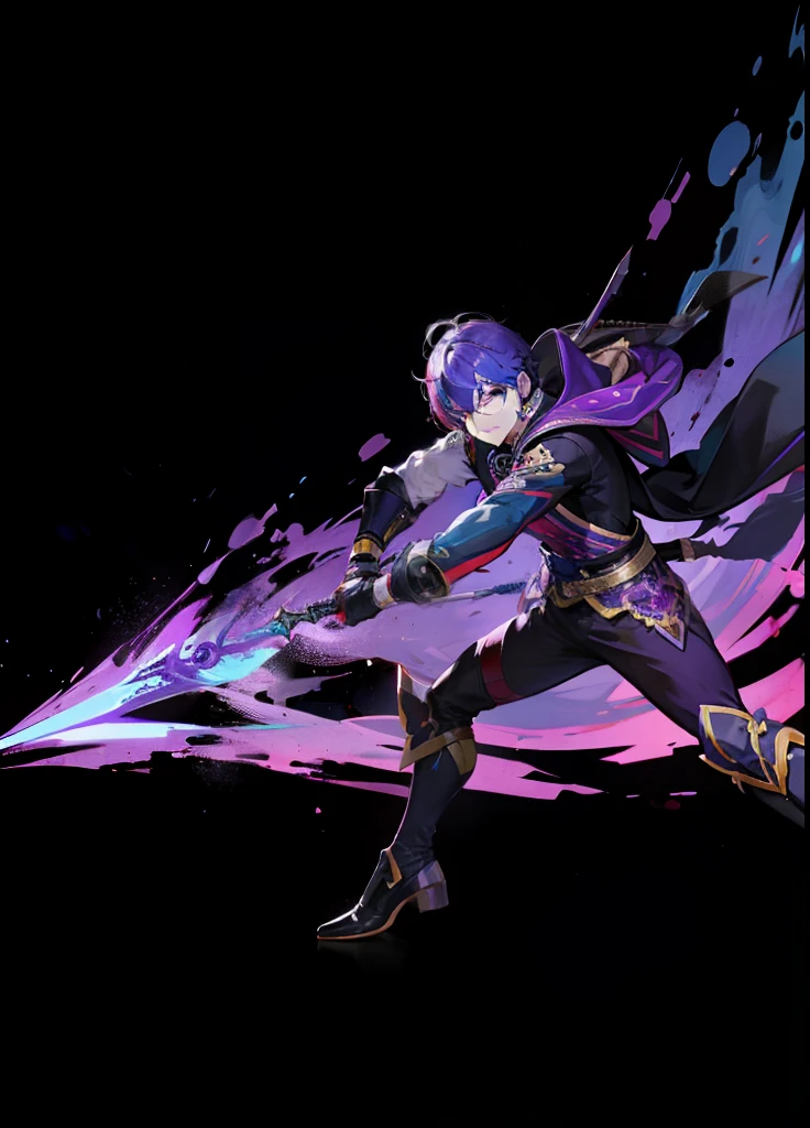 Colorful male powerhouse with pen as weapon