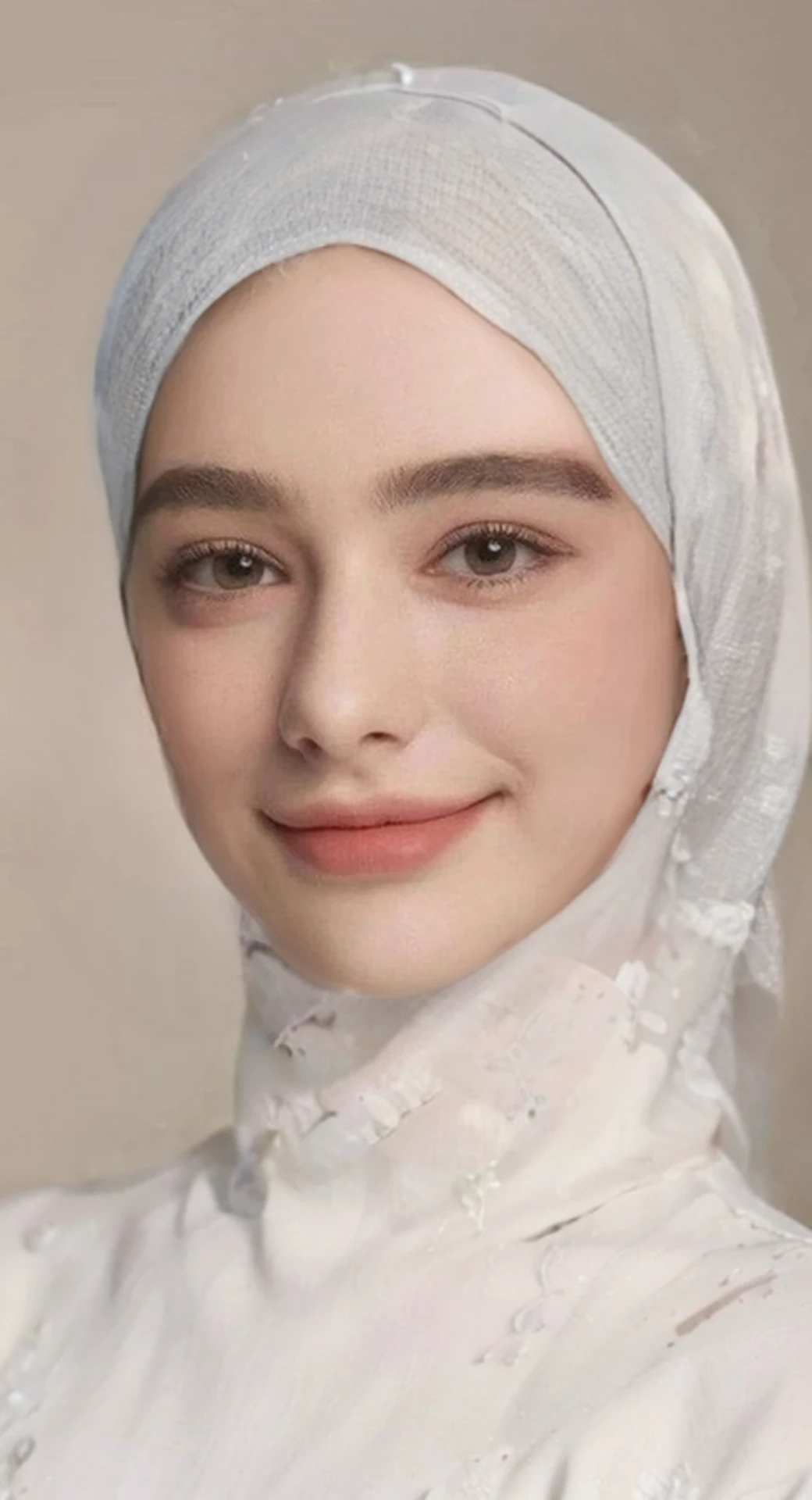 Masterpiece, super detailed,1 girl,mysterious,wear hijab,white clothes,white,covered,white hijab,4k