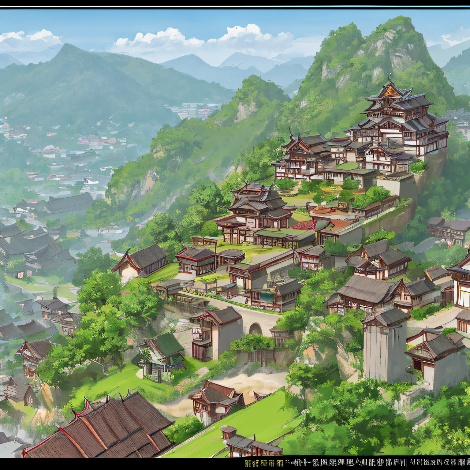 Scenery, many houses, Chinese style houses, small towns, no one
