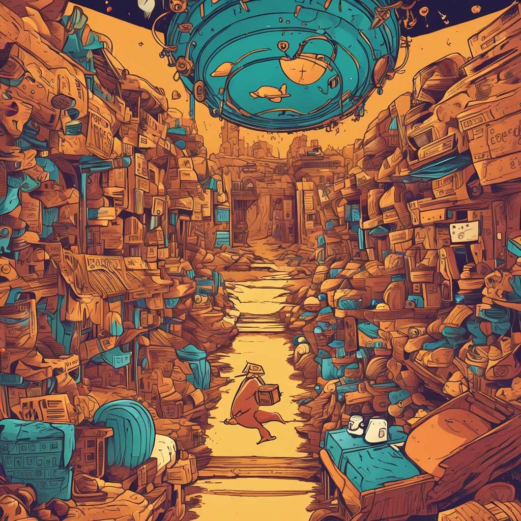In a magical scene, Aladdin segura uma moeda de dogecoin reluzente e, com um gesto, reveals the true value and potential of this digital revolution to the world.
