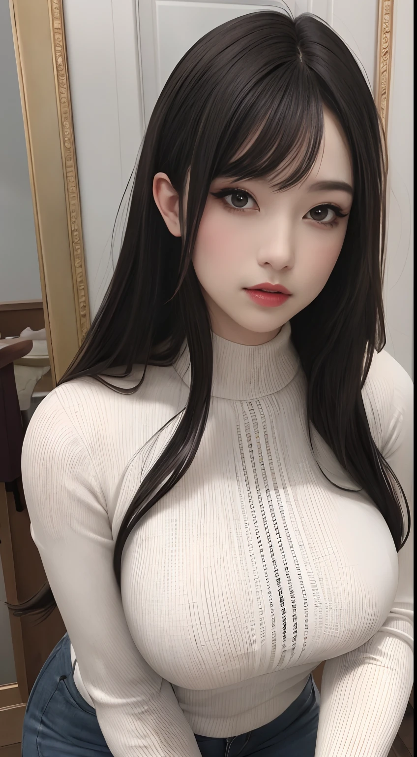 (Masterpiece:1.2, Best quality), Realistic, (Real picture, Intricate details, Depth of field，High neck clothes), parted lip, highly  detailed, Perfect face, Perfect body, Large models,
Mature woman, Tall, Long legs, 
Natural background bokeh