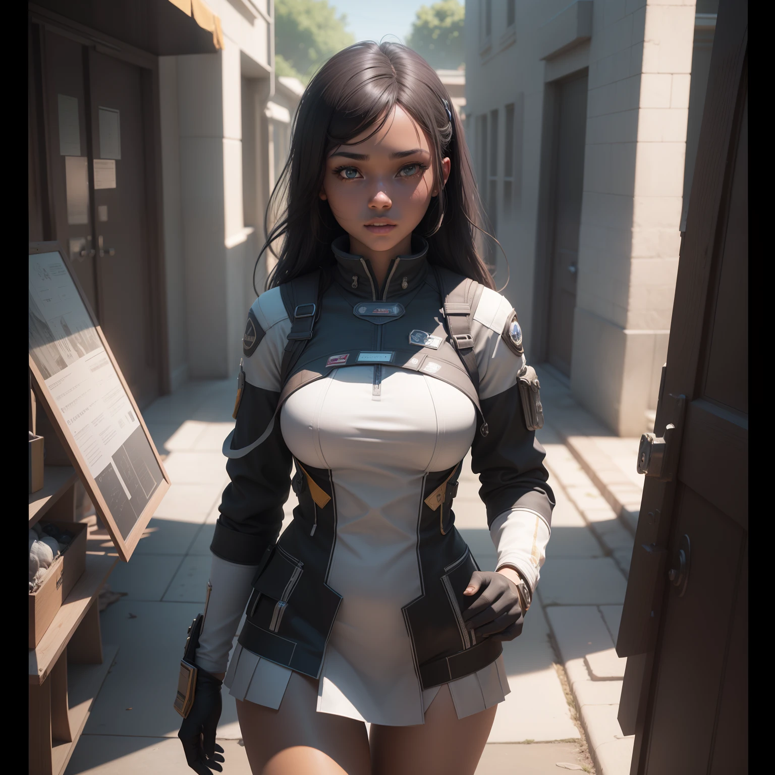 ((Best quality)), ((masterpiece)), (detailed:1.4), 3D, an image of a beautiful high school female,HDR (High Dynamic Range),Ray Tracing,NVIDIA RTX,Super-Resolution,Unreal 5,Subsurface scattering,PBR Texturing,Post-processing,Anisotropic Filtering,Depth-of-field,Maximum clarity and sharpness,Multi-layered textures,Albedo and Specular maps,Surface shading,Accurate simulation of light-material interaction,Perfect proportions,Octane Render,Two-tone lighting,Wide aperture,Low ISO,White balance,Rule of thirds,8K RAW, african american girl