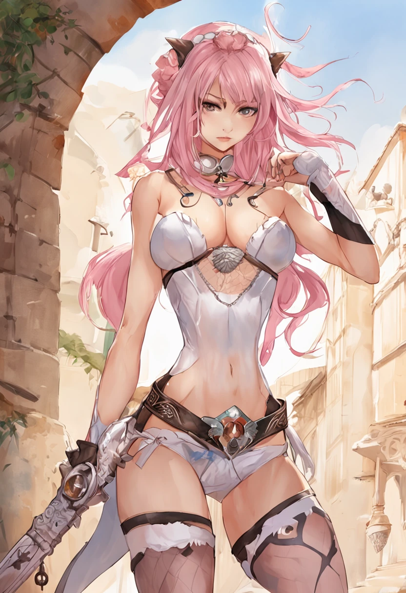 nffsw, retinas, masutepiece, ccurate, Anatomically correct, Textured skin, Super Detail, high details, High quality, awardwinning, Best Quality, hight resolution、Ninja Girl、Sexy costume、sexy pose、Crisp eyes、Random hair、Overexposed、Light pink lingerie、White lingerie、see -through