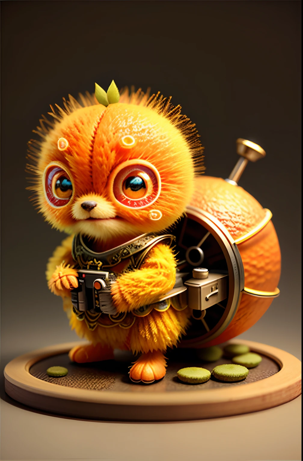 Cute little orange, rendering by octane, illusory engine, Highly detailed, Intricate