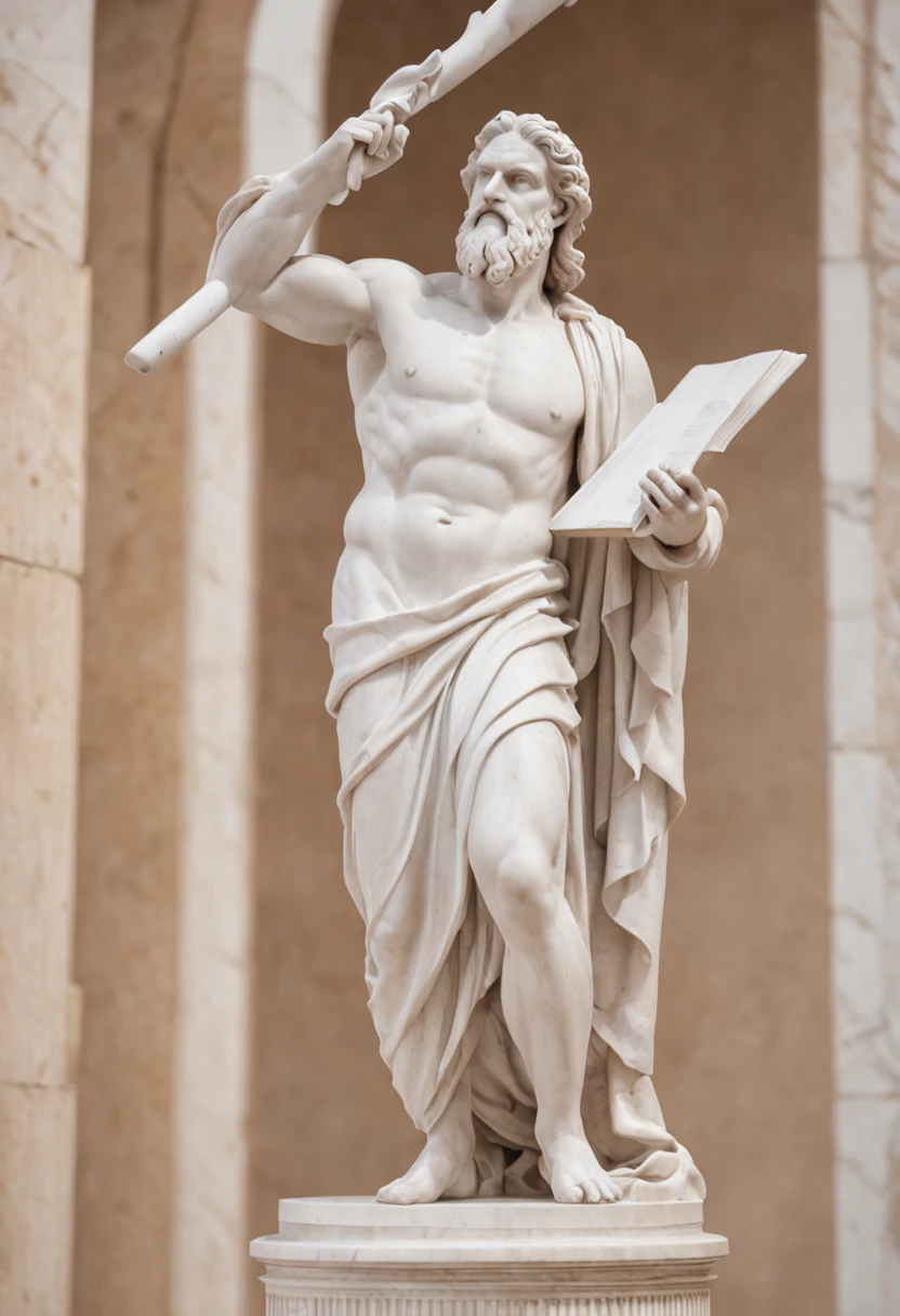 Create a Greek-style marble statue of Zeus (obra-prima) (8k high resolution) (melhor qualidade) (Ultra Definition) (Ultra realista)(Foto RAW) (Foto realista) (bright illumination)