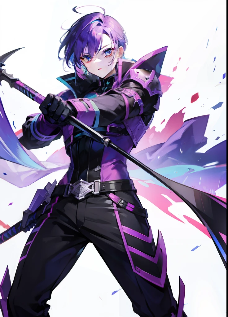 Colorful male powerhouse with pen as weapon