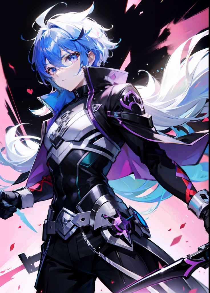 Colorful male powerhouse with pen as weapon