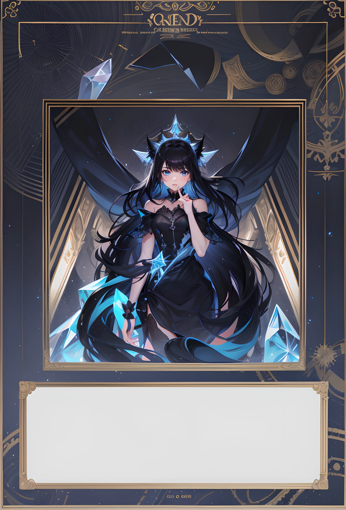 Draw as is,the girl with black hair,Crystal border,Extremely normal posture