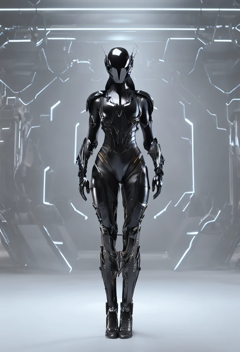 Futuristic black scorpion set, woman, There's something futuristic on it, Full body and face, trending on artstationh, Highly detailed, by WLOP, Sharp focus, studio photo, Intricate details, Beautiful lighting