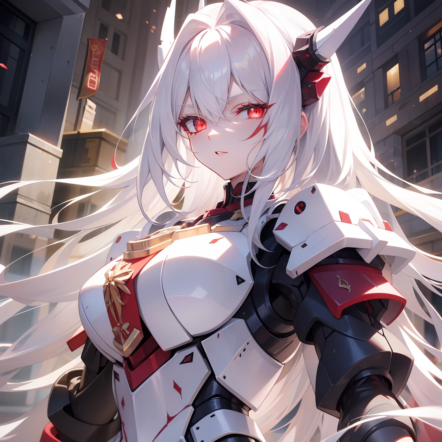 White hair and red eyes，Royal Sister，Battle damage