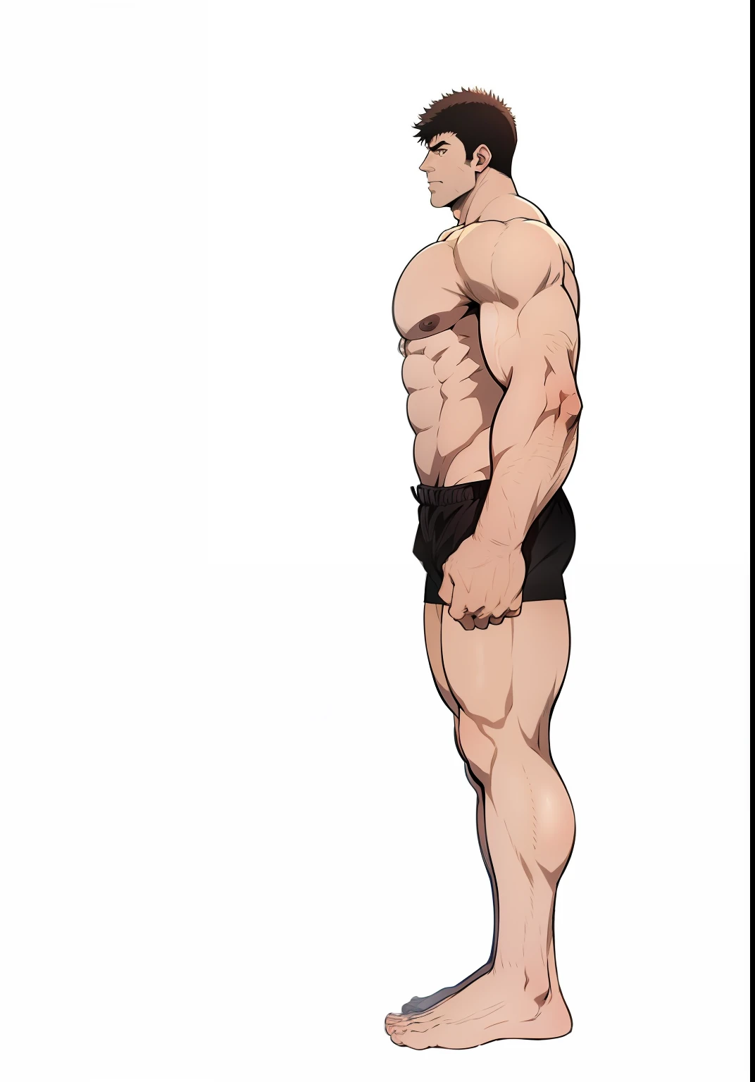 Gere uma imagem arte de anime  de um monstro grande , muscular he has dark skin , muito amedrontador, a imagem tem que ser estilo anime