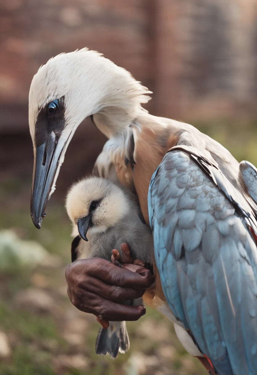 Lily is shown gently holding the injured bird，Holding broken wings in his hand, Her face was full of sympathy and determination. The photo highlights her compassion，and introduces the central theme of caring for others.AR 16:9