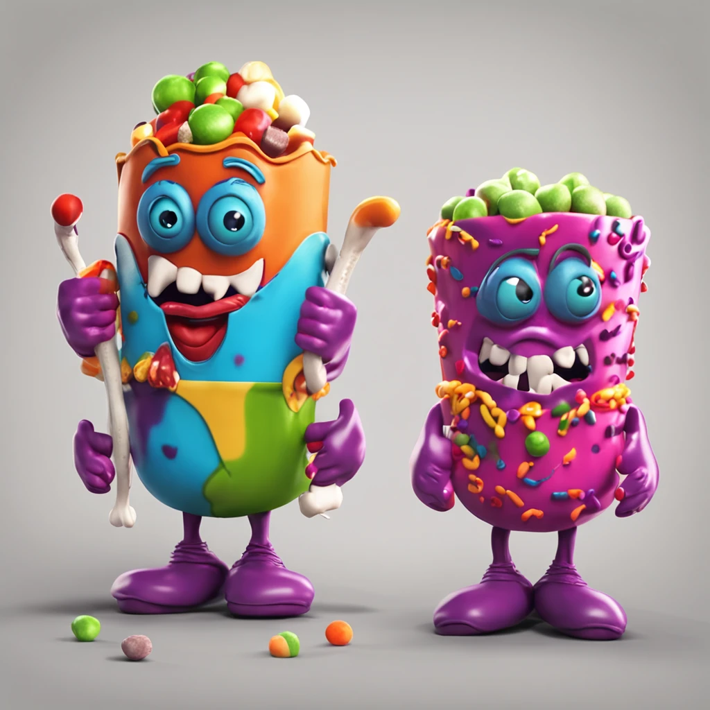 melhor qualidade, master part, ultrahigh-resolution, (fotografia realista:1.4), cena de um filme de terror baseado no jogo Candy Crush, monstros feitos de doce, cena horripilante, dentes e olhos assustadores, pessoas sendo devoradas por doces