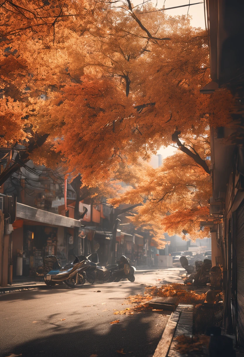 The heat dissipated,Autumn is strong,The hot summer is coming to an end,It is gradually that there is a new cool and good autumn,ultra-realistic image,Real-world scenarios,8K分辨率,フォトンマッピング,Detailed and minimalist environment,The is very detailed,top-quality,artsy photography,Realistic concept,Cinematic texture