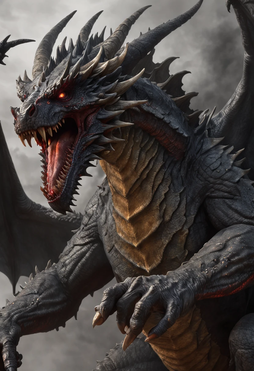 Generate an imposing dragon in 4k