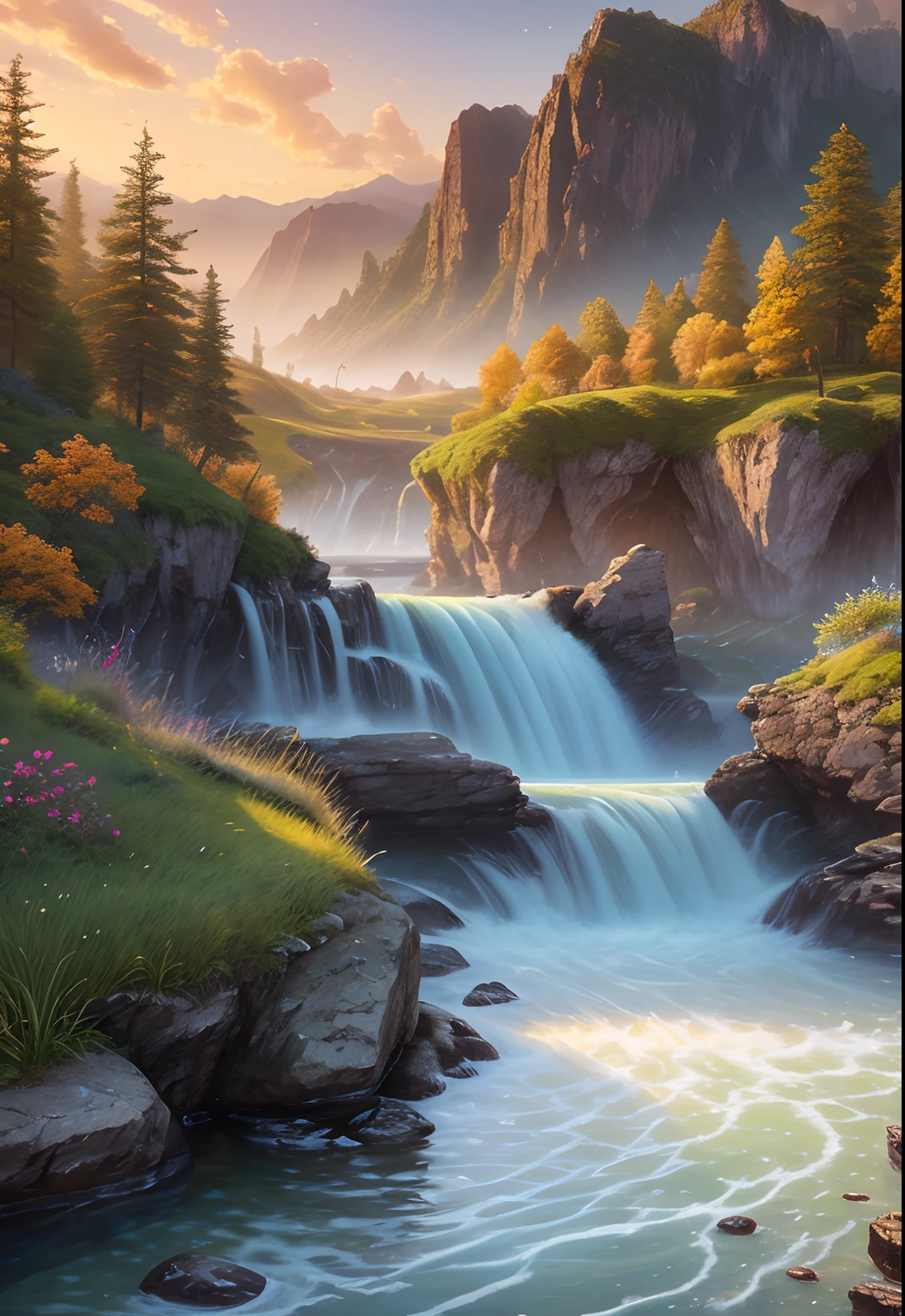landscape,water,(extremely detailed CG unity 8k wallpaper), most beautiful artwork in the world,professional majestic oil painting,intricate, High Detail, Sharp focus, dramatic, photorealistic painting art