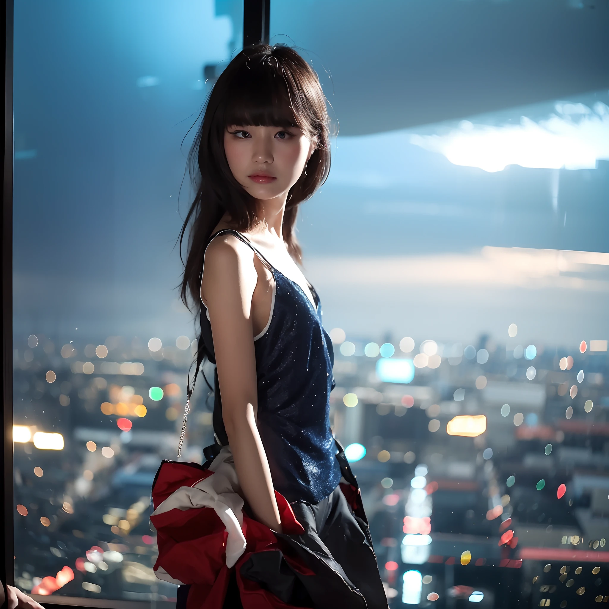 girl wearing CHANEL in the observation room of Tokyo Skytree、small tits、(credibly_absurderes,Huge_filesize:1.37),(masterpiece:1.37),(top-quality:1.37),(realisitic,Photorealsitic:1.2),Ray traching,Realistic lighting,(illuminations,Glow),((film grains:1.37)),(Exquisite details and textures:1.2),(8K分辨率:1.2),(ultra -detail:1.2),(Sharp Focus 1.2),(Raw photography:1.0),(ulzzang -6500-v1.1:1.2),(Beautiful Detail Face、Beautiful Detail Eye、 radiant eyes、long eyeslashes、blush of the nose:1.2)、tiangtongjiang、mix4、JWY1,20d、A dark-haired、((((perfect anatomia))))、viewer、full body Esbian、Ceremony、1girl in、独奏、Young Face、a beauty girl、(cute face)、(Natural glowing skin:1)、(tiny chest、big breasts thin waist、small thigh、small tits、Toned buttocks、perfect body type:1.1)、(Detailed natural skin、detailed skin textures、Detailed black hair、Random Hair Styles)、Facial light、(ciinematic light)、lensflare、Back lighting、depth of fields、Back lighting